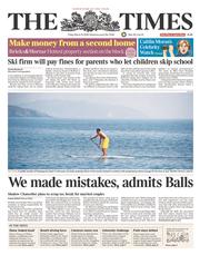 The Times () Newspaper Front Page for 14 March 2014