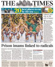 The Times () Newspaper Front Page for 14 July 2014