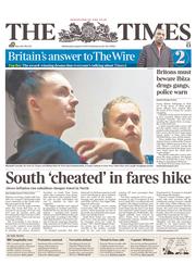 The Times () Newspaper Front Page for 14 August 2013