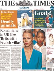 The Times () Newspaper Front Page for 14 September 2013