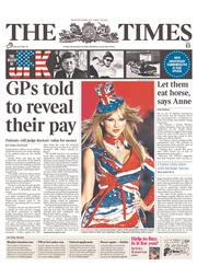 The Times () Newspaper Front Page for 15 November 2013