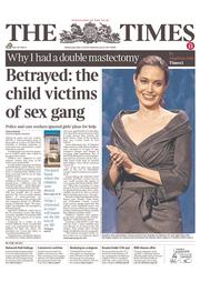 The Times () Newspaper Front Page for 15 May 2013