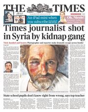 The Times () Newspaper Front Page for 15 May 2014