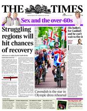 The Times () Newspaper Front Page for 15 August 2011