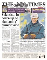 The Times () Newspaper Front Page for 16 May 2014