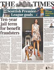 The Times () Newspaper Front Page for 16 September 2013