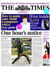 The Times () Newspaper Front Page for 17 November 2012