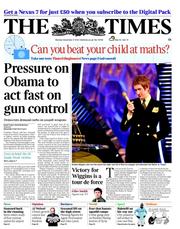 The Times () Newspaper Front Page for 17 December 2012