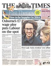 The Times () Newspaper Front Page for 17 January 2014