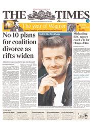 The Times () Newspaper Front Page for 17 May 2013