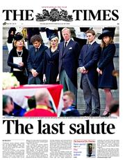 The Times () Newspaper Front Page for 18 April 2013