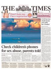 The Times () Newspaper Front Page for 19 November 2013