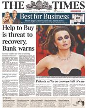 The Times () Newspaper Front Page for 19 May 2014