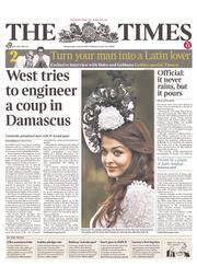 The Times () Newspaper Front Page for 19 June 2013