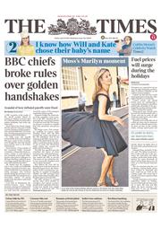 The Times () Newspaper Front Page for 19 July 2013