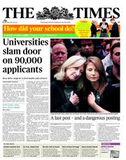 The Times () Newspaper Front Page for 19 August 2011