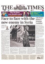The Times () Newspaper Front Page for 19 September 2013