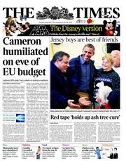 The Times () Newspaper Front Page for 1 November 2012