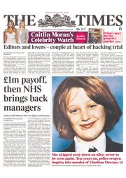 The Times () Newspaper Front Page for 1 November 2013