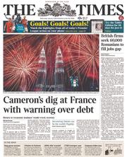 The Times () Newspaper Front Page for 1 January 2014