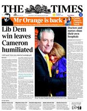 The Times () Newspaper Front Page for 1 March 2013