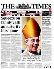 The Times () Newspaper Front Page for 1 April 2013