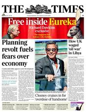 The Times () Newspaper Front Page for 1 September 2011