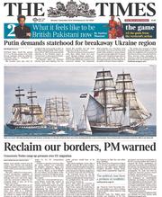 The Times () Newspaper Front Page for 1 September 2014