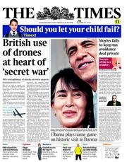 The Times () Newspaper Front Page for 20 November 2012