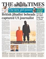 The Times () Newspaper Front Page for 20 August 2014