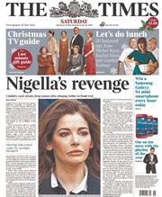 The Times () Newspaper Front Page for 21 December 2013