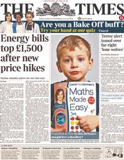 The Times () Newspaper Front Page for 22 October 2013