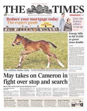 The Times () Newspaper Front Page for 22 January 2014