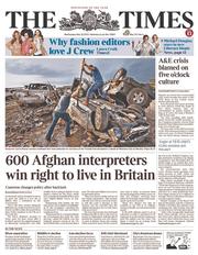 The Times () Newspaper Front Page for 22 May 2013
