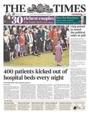 The Times () Newspaper Front Page for 22 May 2014