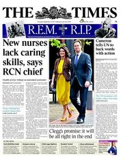 The Times () Newspaper Front Page for 22 September 2011