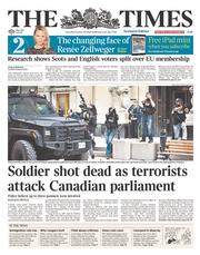 The Times () Newspaper Front Page for 23 October 2014