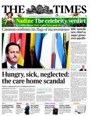 The Times () Newspaper Front Page for 23 November 2012