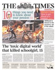 The Times () Newspaper Front Page for 23 January 2014