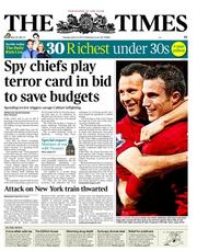The Times () Newspaper Front Page for 23 April 2013