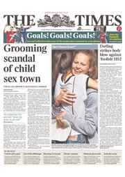 The Times () Newspaper Front Page for 23 August 2013