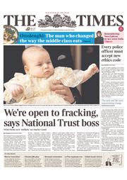 The Times () Newspaper Front Page for 24 October 2013