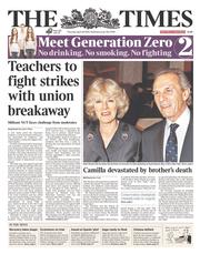 The Times () Newspaper Front Page for 24 April 2014
