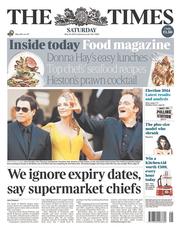 The Times () Newspaper Front Page for 24 May 2014