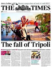 The Times () Newspaper Front Page for 24 August 2011