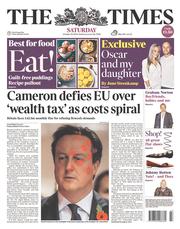 The Times () Newspaper Front Page for 25 October 2014