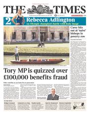 The Times () Newspaper Front Page for 25 February 2014