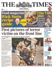 The Times () Newspaper Front Page for 25 May 2013