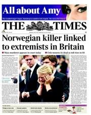 The Times () Newspaper Front Page for 25 July 2011