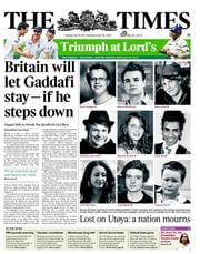 The Times () Newspaper Front Page for 26 July 2011
